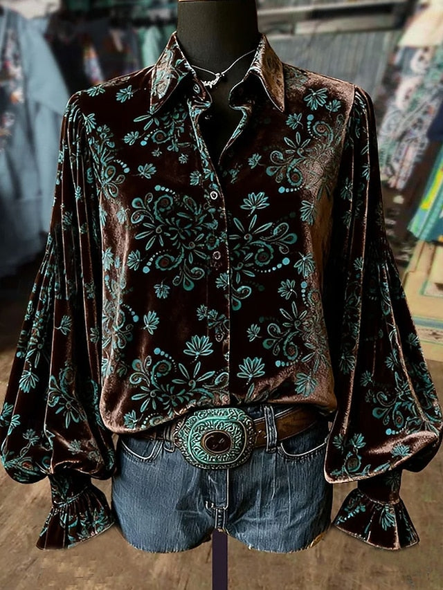 Women's Shirt Floral Graphic Elegant Stylish Modern Long