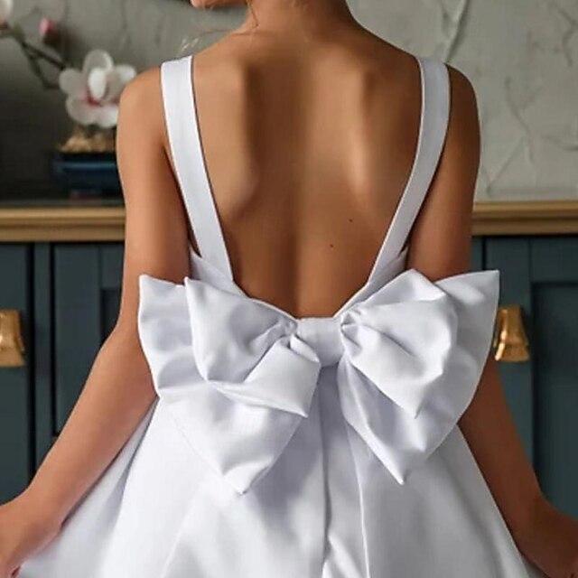 Girl Girls' Solid Flower Party Color Dress Kids