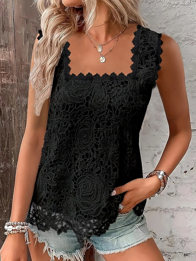 Women's Lace Tops Lace Patchwork Plain Elegant Fashion