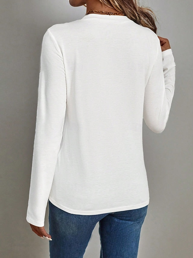 Women's T shirt Crew Neck Long Sleeve Tunic Graphic Animal