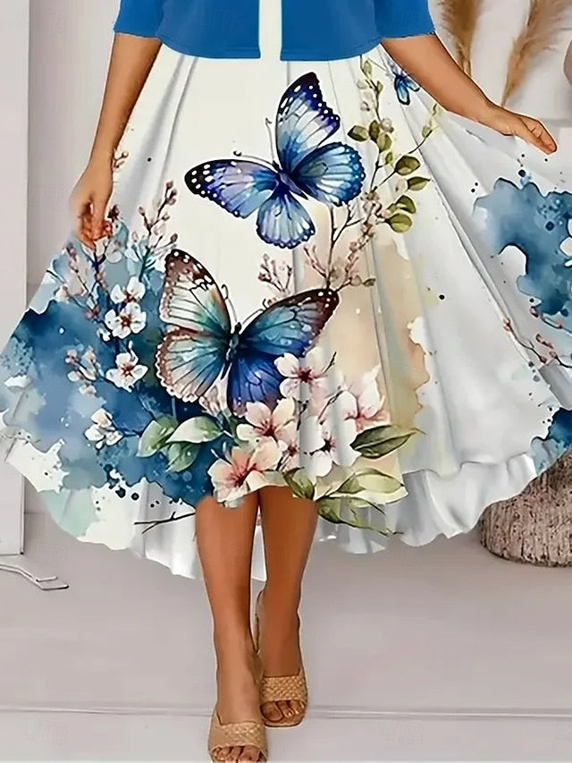 Women's Two Piece Dress Sets Midi Dress with Jacket Elegant