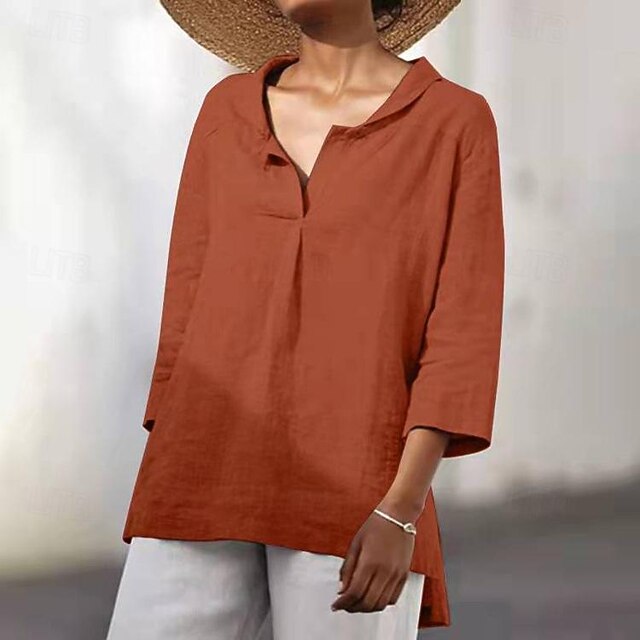 Cotton Linen Shirts Linen Shirt Button Up Long Cotton Top