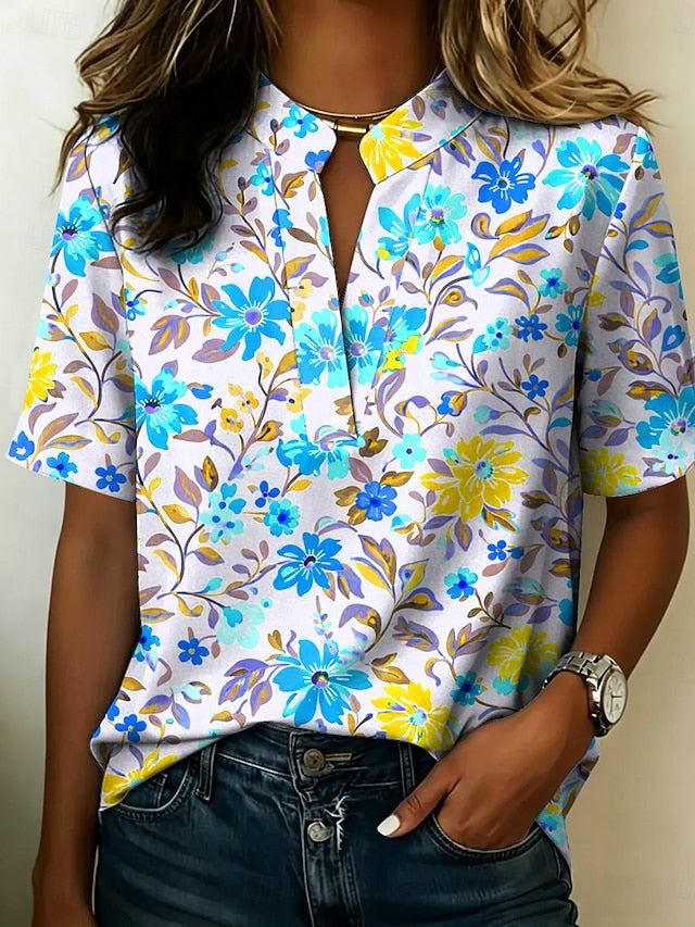 Women's Blouse Buttons Print Floral Graphic Vintage Stylish