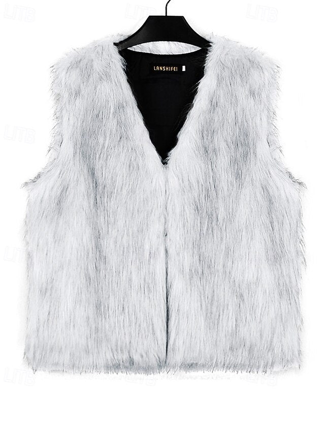 Vest Coat Furs Comfortable Women's Faux Leathers Fur