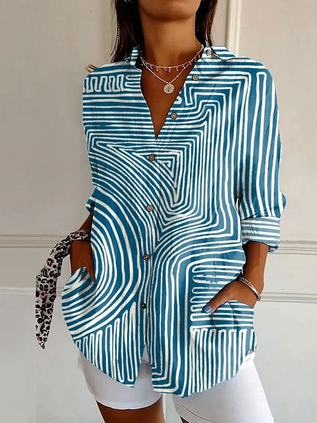 Women's Shirt Linen Like Breathable Lightweight Button Down