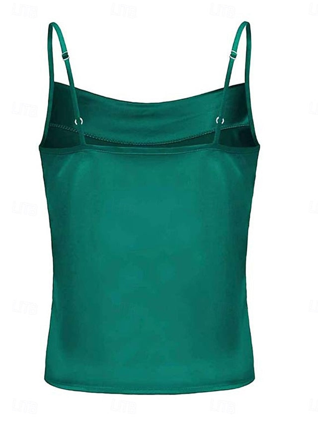 Women's Camisole Tank Top Pocket Buttons Solid Color Casual