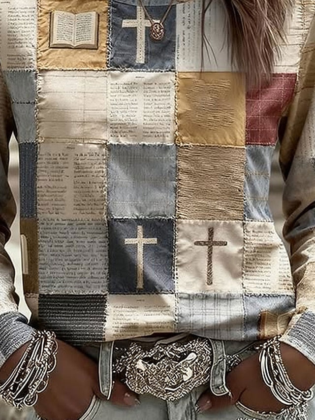 Women's T Shirt Print Graphic Geometric Vintage Fashion
