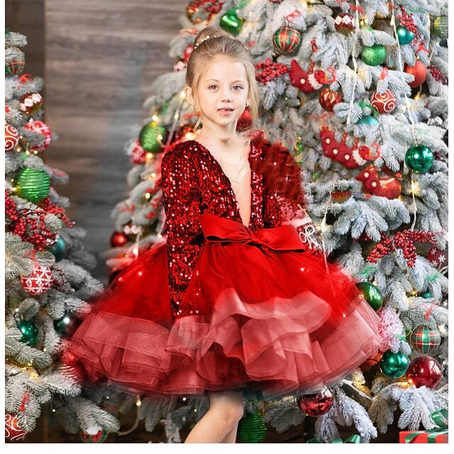 Long Spring Summer Sequin Sleeve Dress 3D Fall Girls'