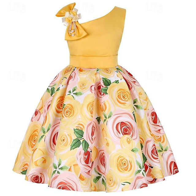 Girls' Easter Dress 3D Summer Sleeveless Flower Party