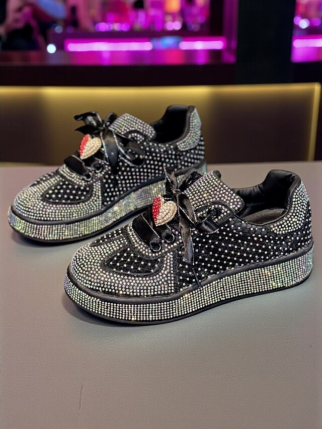 Sneakers Laces with Women's White Satin Ribbon Rhinestone