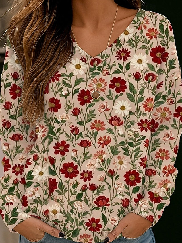 Women's Pullover Sweatshirt Print Floral Streetwear Casual