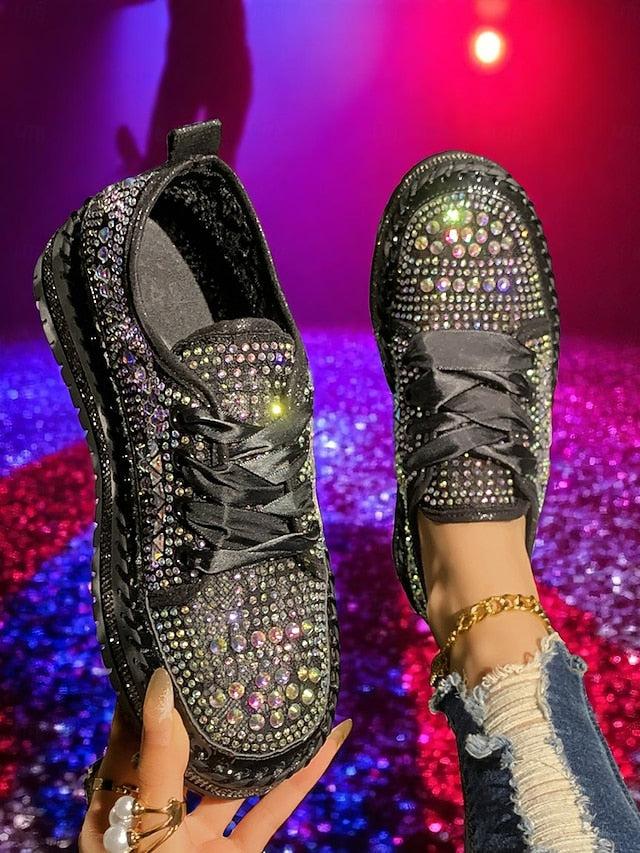 Accents Sneakers Rhinestone Silver with Women's Sparkling