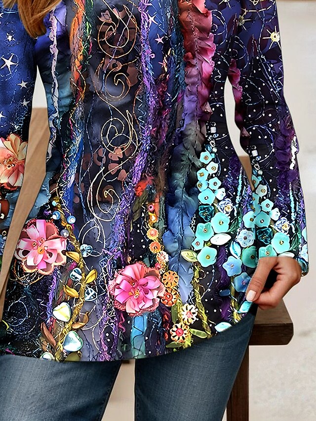 Women's T shirt Long Sleeve Floral Graphic Vintage Stylish