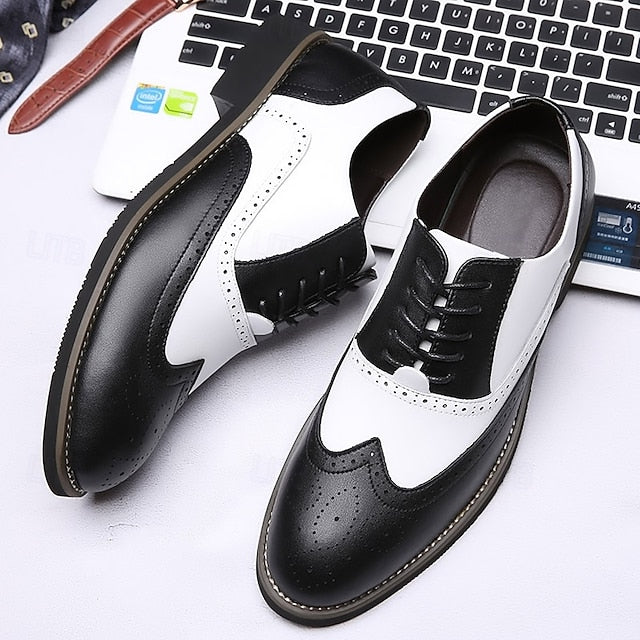 Wingtip Shoes Oxford White Men's Two-Tone Brogue in