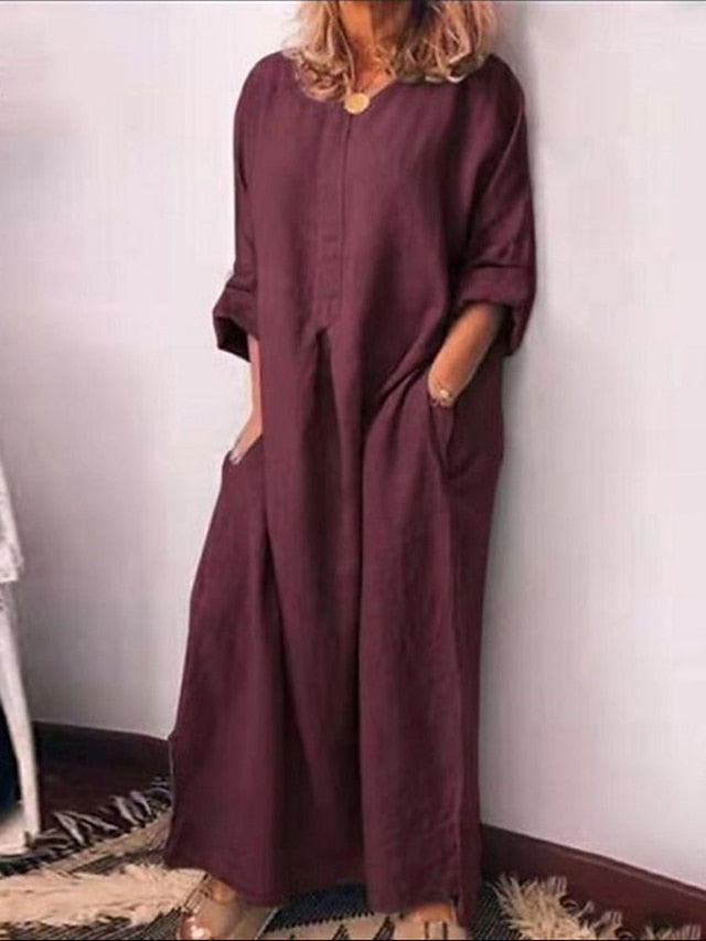 Women's Blue Black Yellow Summer Spring Fall Maxi Dress