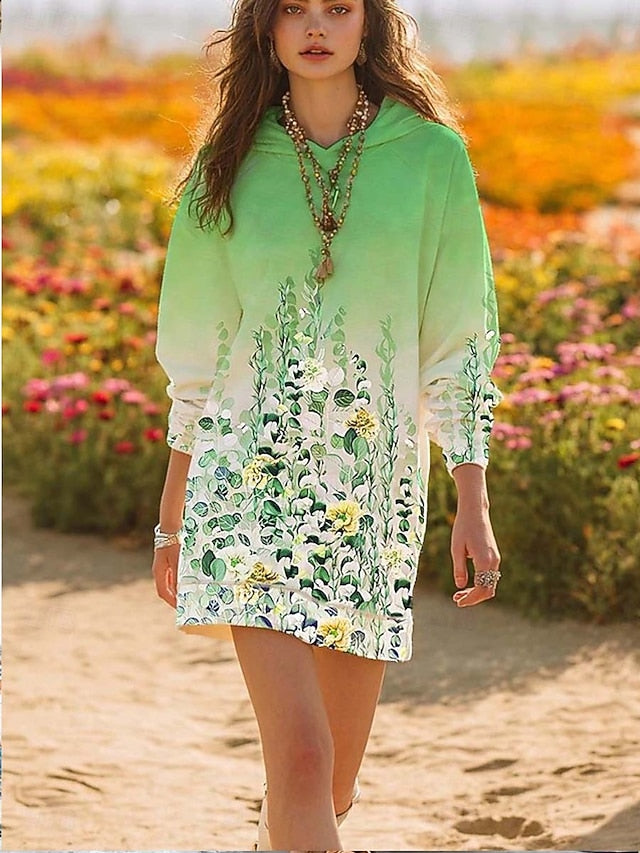 Women's Hoodie Dress Midi Dress Shift Dress Casual Outdoor