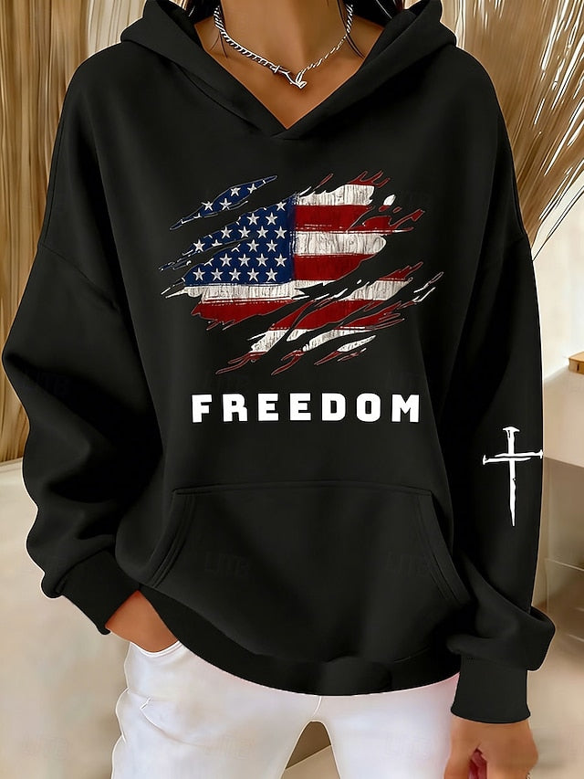 Independence Day Patriotic Shirt Women's Pullover Hoodie