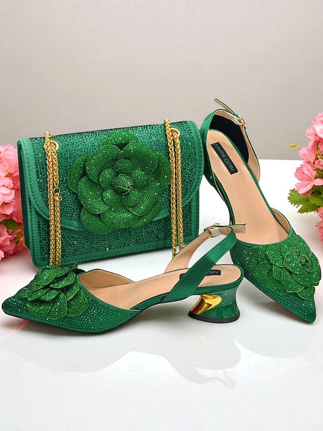 with Women's Gold Matching Pumps Slingback Rhinestone