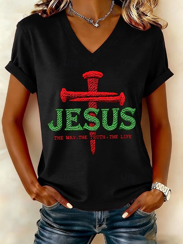 Women's T Shirt Print Graphic Letter Vintage Stylish Casual