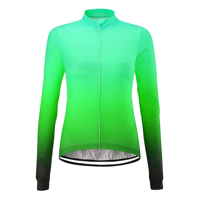 Women's Cycling Jersey Solid Color Gradient Patterned Long