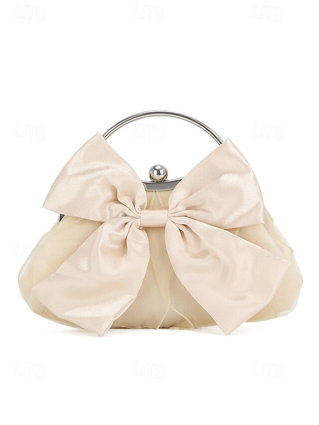 Satin Bow Women's – Pearl Evening Elegant Clutch Bag