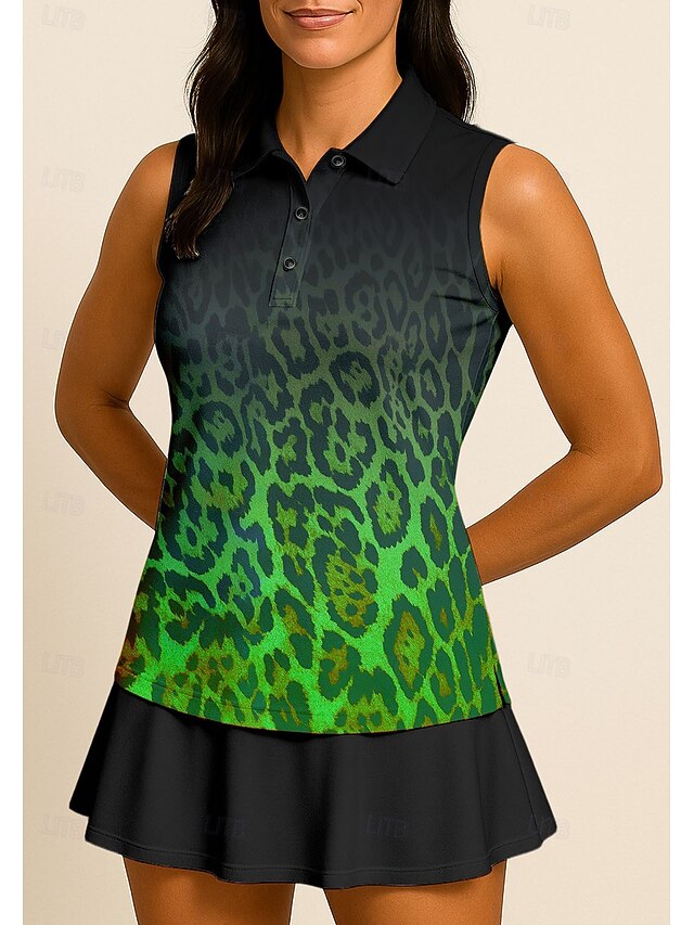 Women's Leopard Gradient Sport Shirt Golf Polo Shirt Tank
