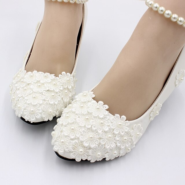 Pearl – Lace Heels Women's Floral Wedding Decorated White