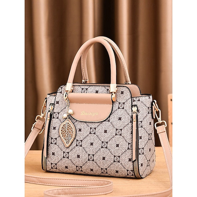 Faux Elegant Red Leather Women's with Accents and Handbag