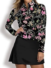 Women's Golf Polo Shirt Blue Long Sleeve Top Fall Winter