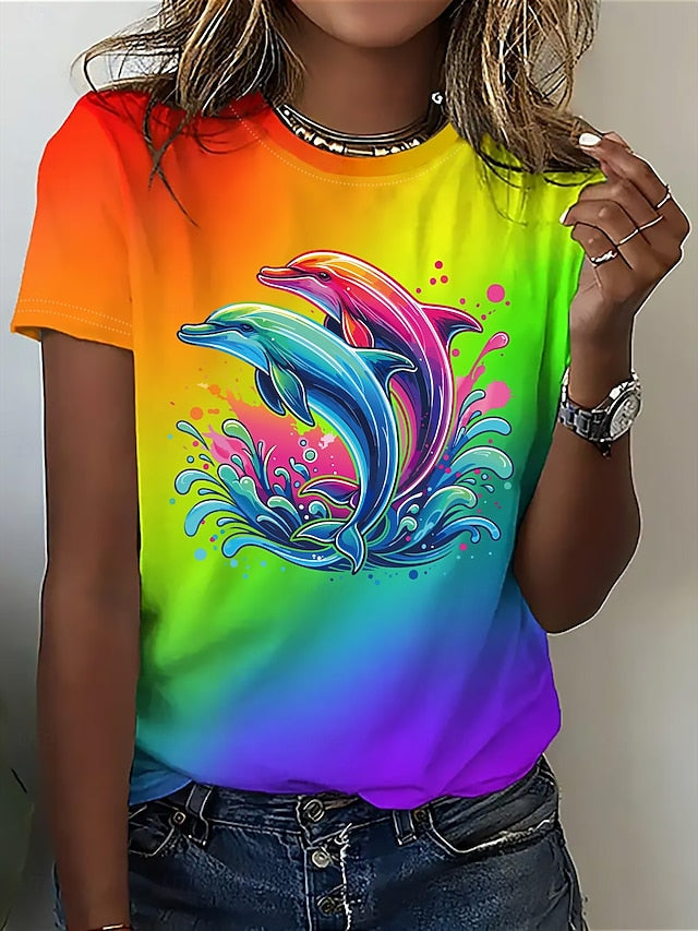 Women's T Shirt Print Floral Graphic Animal Vintage Stylish