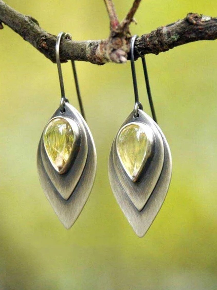 Bohemian Ethnic Retro Natürliche Kristall Blatt Muster Kurze Tägliche Kleidung Schmuck Casual Passenden QAR22