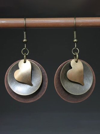 Boucles d'oreilles rétro en relief Love multicouches pour femme, bijoux décontractés au quotidien QAG33