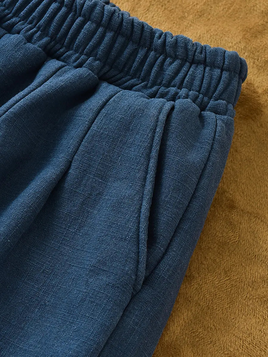 Women Vintage Vintage Solid Fleece-lined Pants Ada Fashion