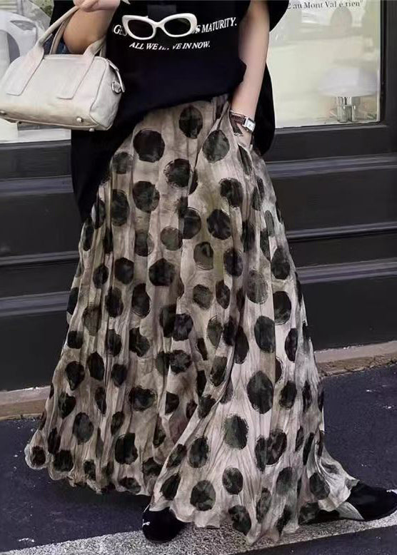 Skirt Summer Cotton Loose Apricot Dot Pockets