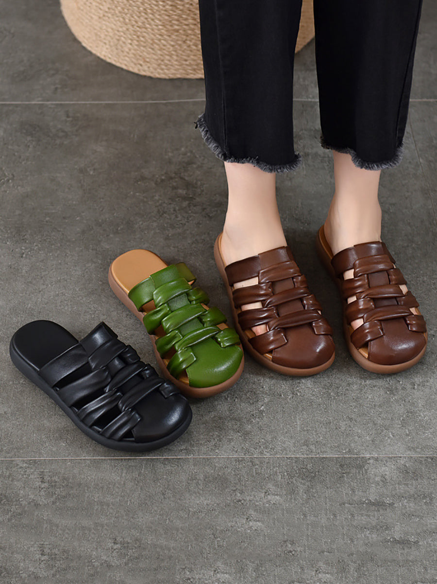 Women Summer Casual Leather Genuine Sandals