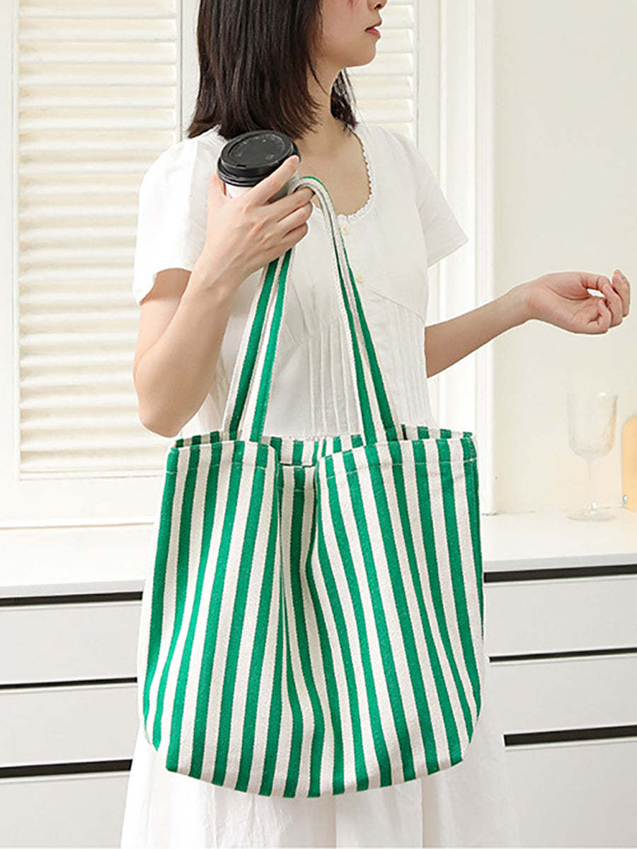 Canvas Stripe Casual Bag Women Shoulder