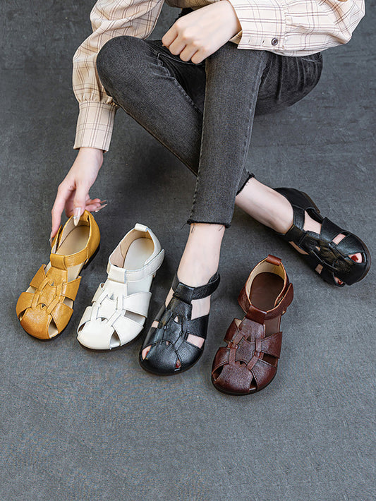 Summer Leather Spliced Sandals Women Soft