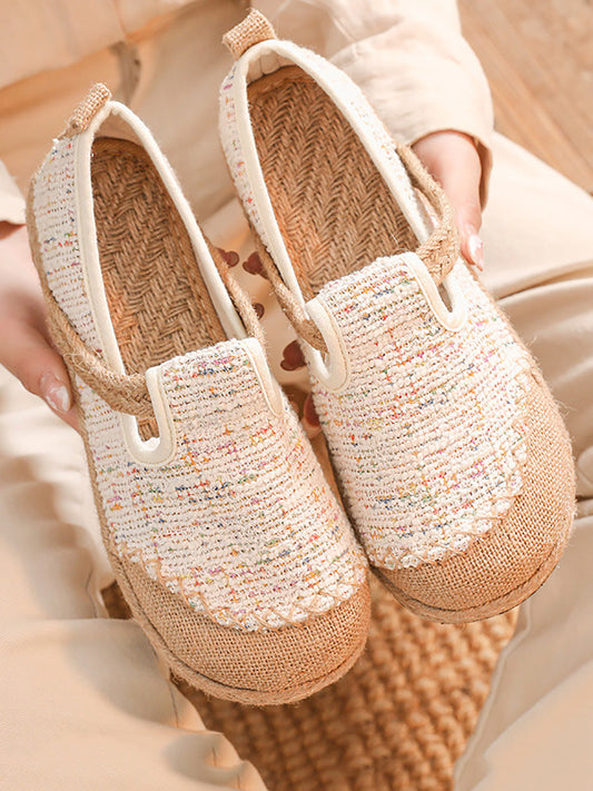Women Ethnic Summer Linen Cotton Flat Shoes PA1027