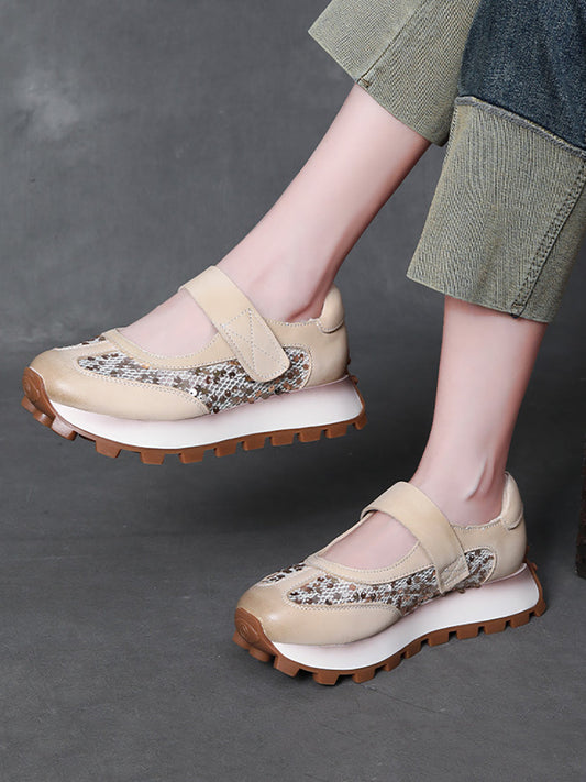 Women Summer Casual Leather Mesh Spliced Platform Shoes UI1028