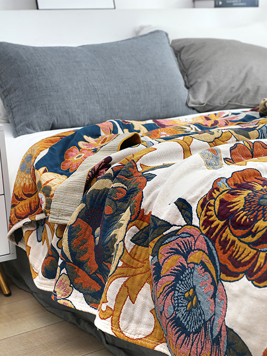 Flower 100%Cotton Sofa Bedcover Blanket