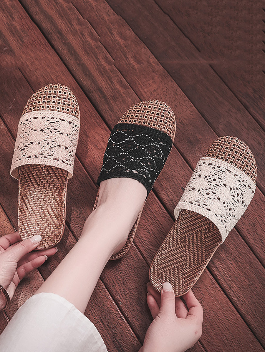 Women Summer Rattan Weaving Indoor Slippers BN1024