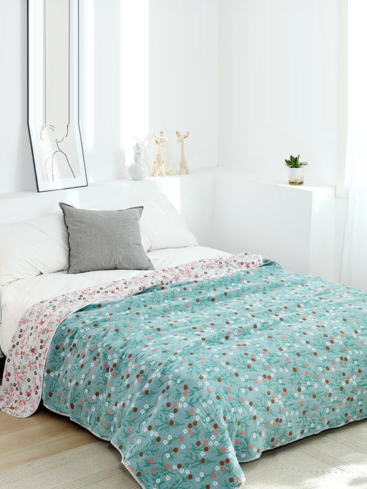 4Layer Cotton Summer Nap Floral Jacquard Sofa Blanket WE1007