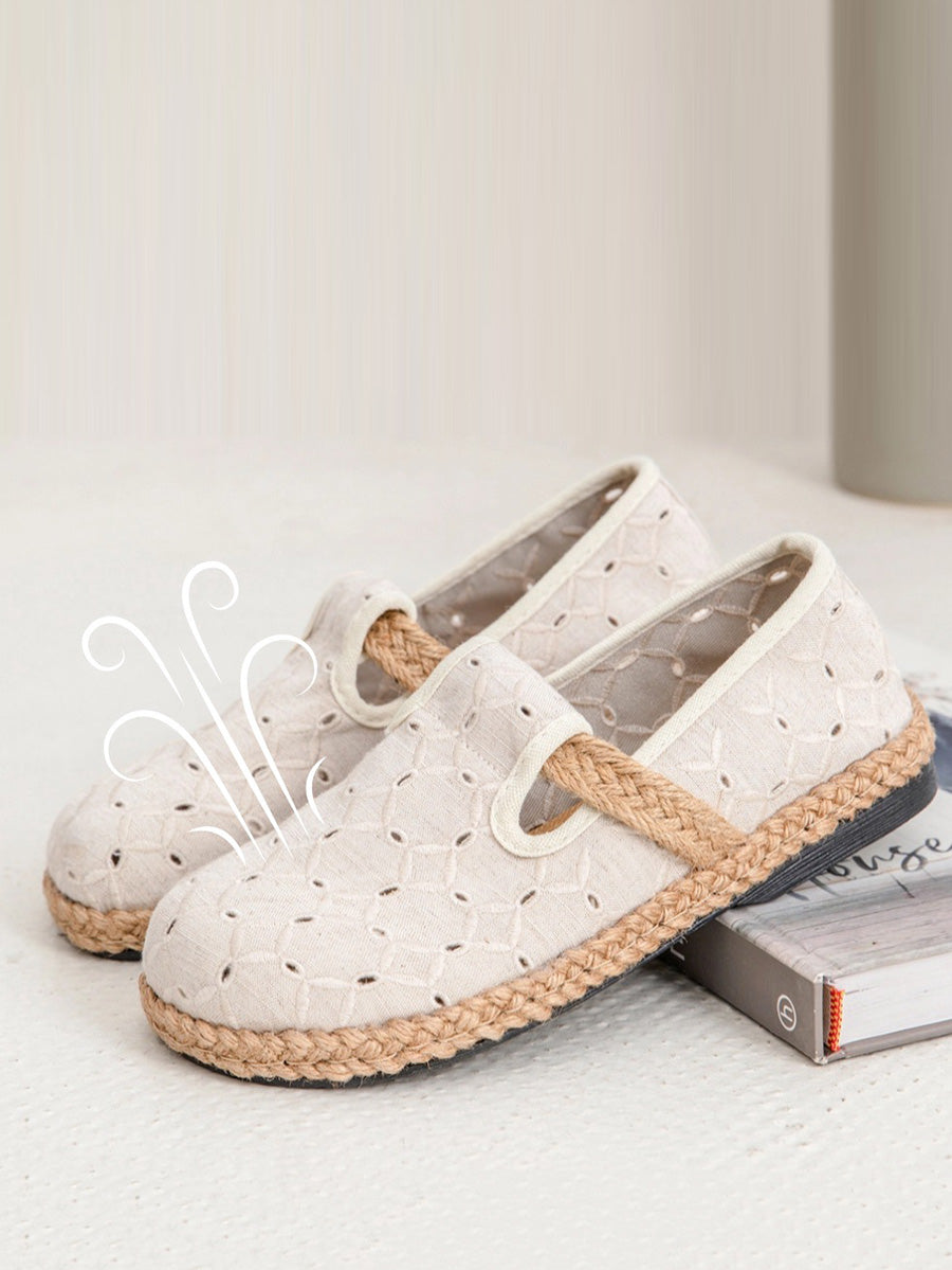 Out Flat Women Hollow Shoes Casual Summer Cotton