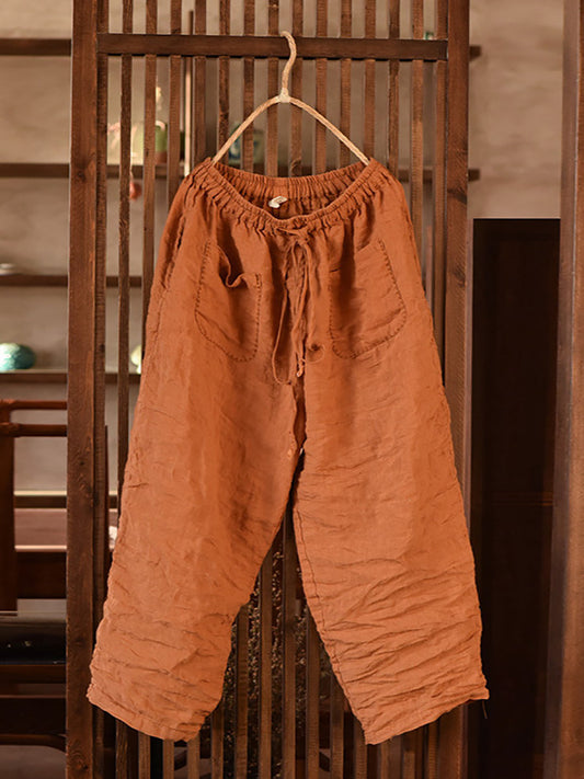 Plus Size Women Summer Vintage Linen Harem Pants OO1054