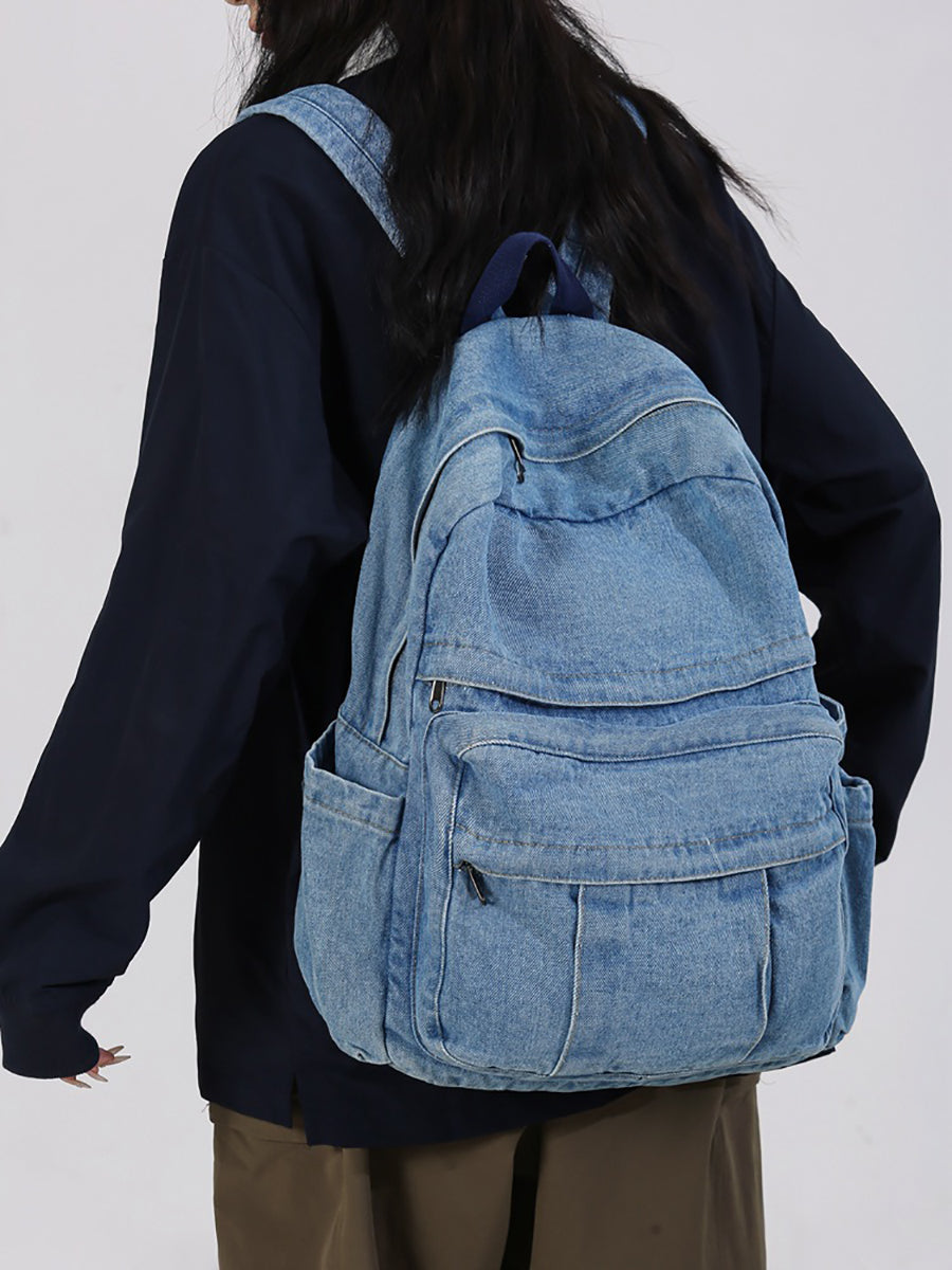 Vintage Denim Spliced Large Capacity Shoulder Bag CV1024