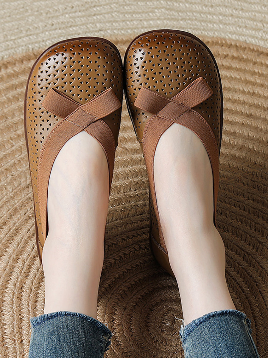 Soft Leather Women Casual Flat Genuine Shoes