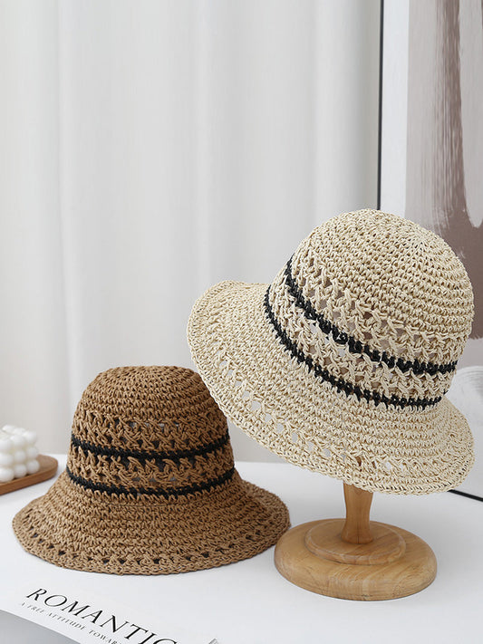 Women Casual Stripe Straw Weave Sunproof Hat CX021