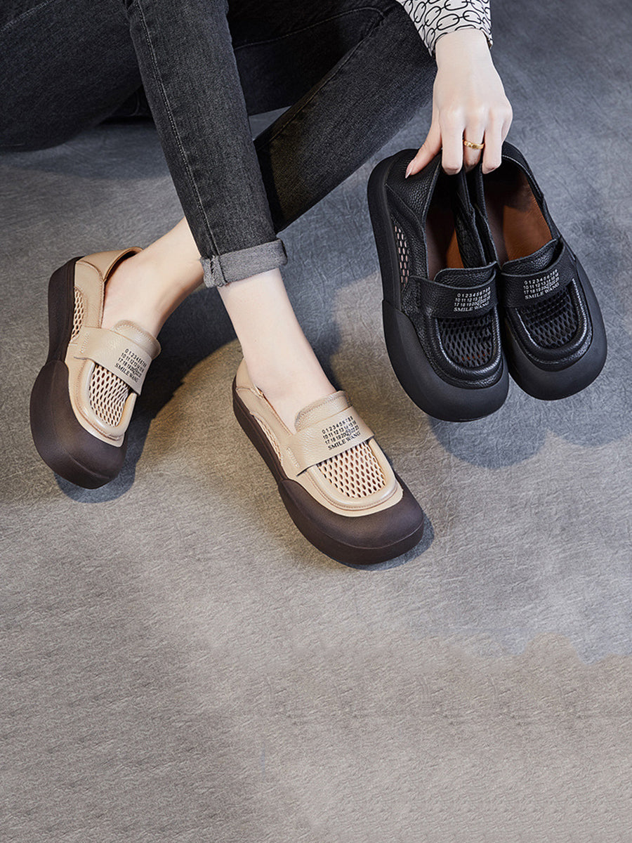 Women Summer Leather Casual Cutout Flat Shoes PP1030