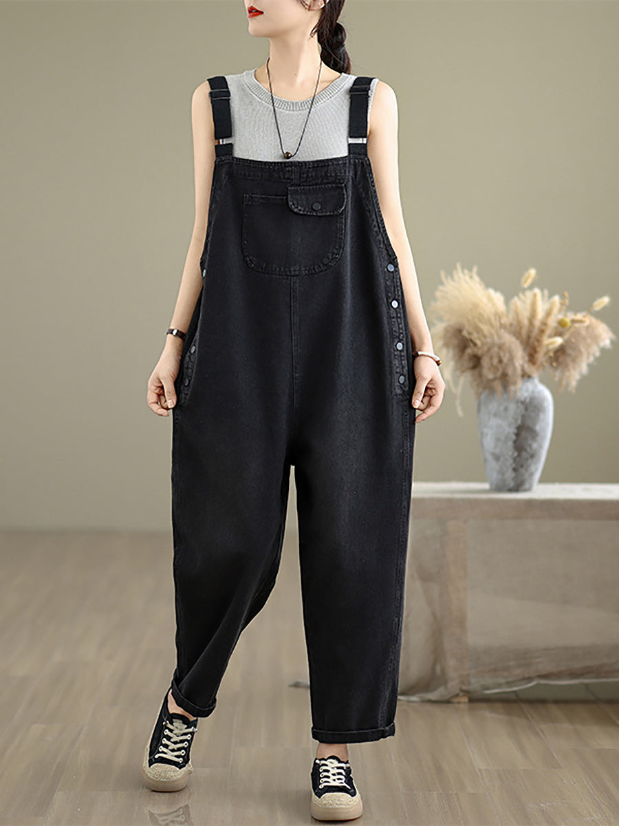 Pure Casual Denim Color Loose Women Jumpsuits Summer
