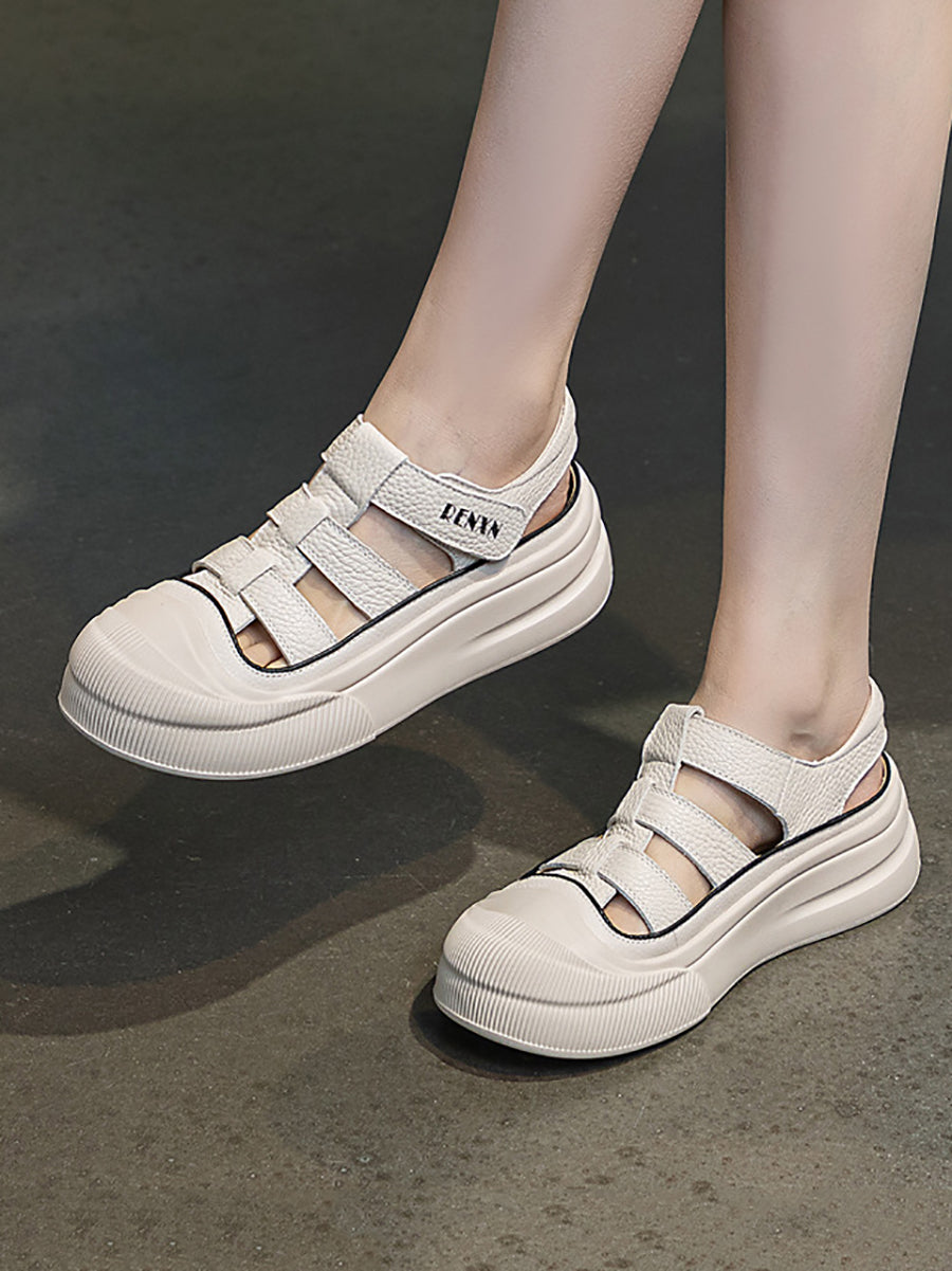 Women Summer Solid Leather Solid Platform Sandals UI1019